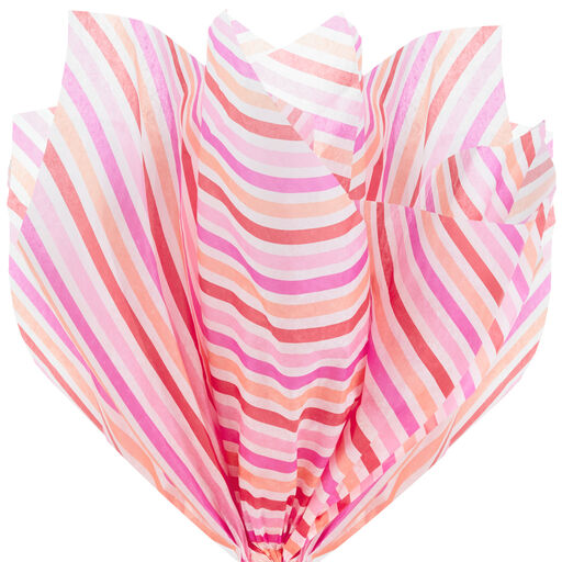 Pink and Orange Diagonal Stripes Tissue Paper, 4 sheets, 