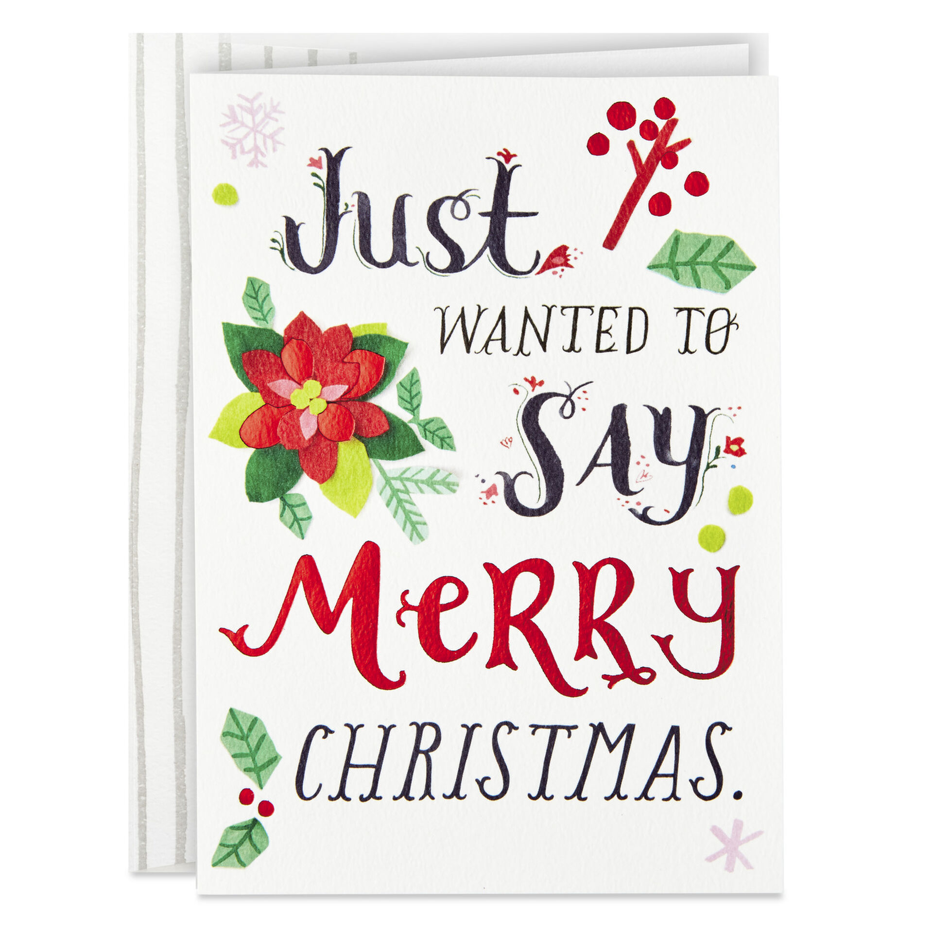 Lettering And Poinsettia Merry Christmas Cards Box Of 12 Boxed Cards Hallmark