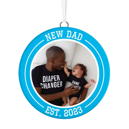 New Dad Personalized Text and Photo Ceramic Ornament, 
