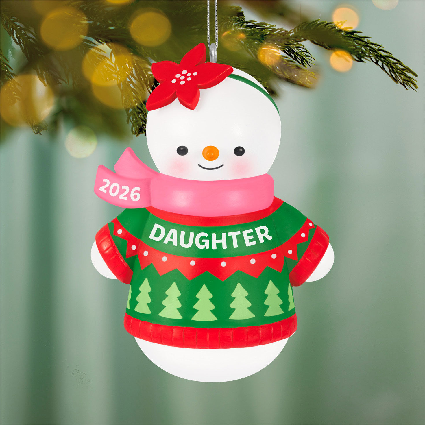 Daughter Snowman 2026 Keepsake Ornament hanging on tree image number 2
