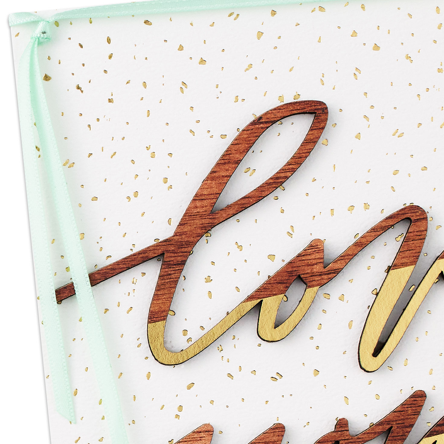 Wood and Gold Calligraphy Anniversary Card Card Front Detail image number 4