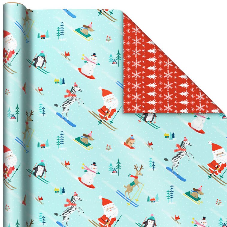 Santa and Friends 3-Pack Reversible Christmas Wrapping Paper, 120 sq ...