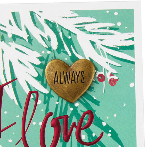 Love You Always Romantic Christmas Card With Heart Token, , large image number 4