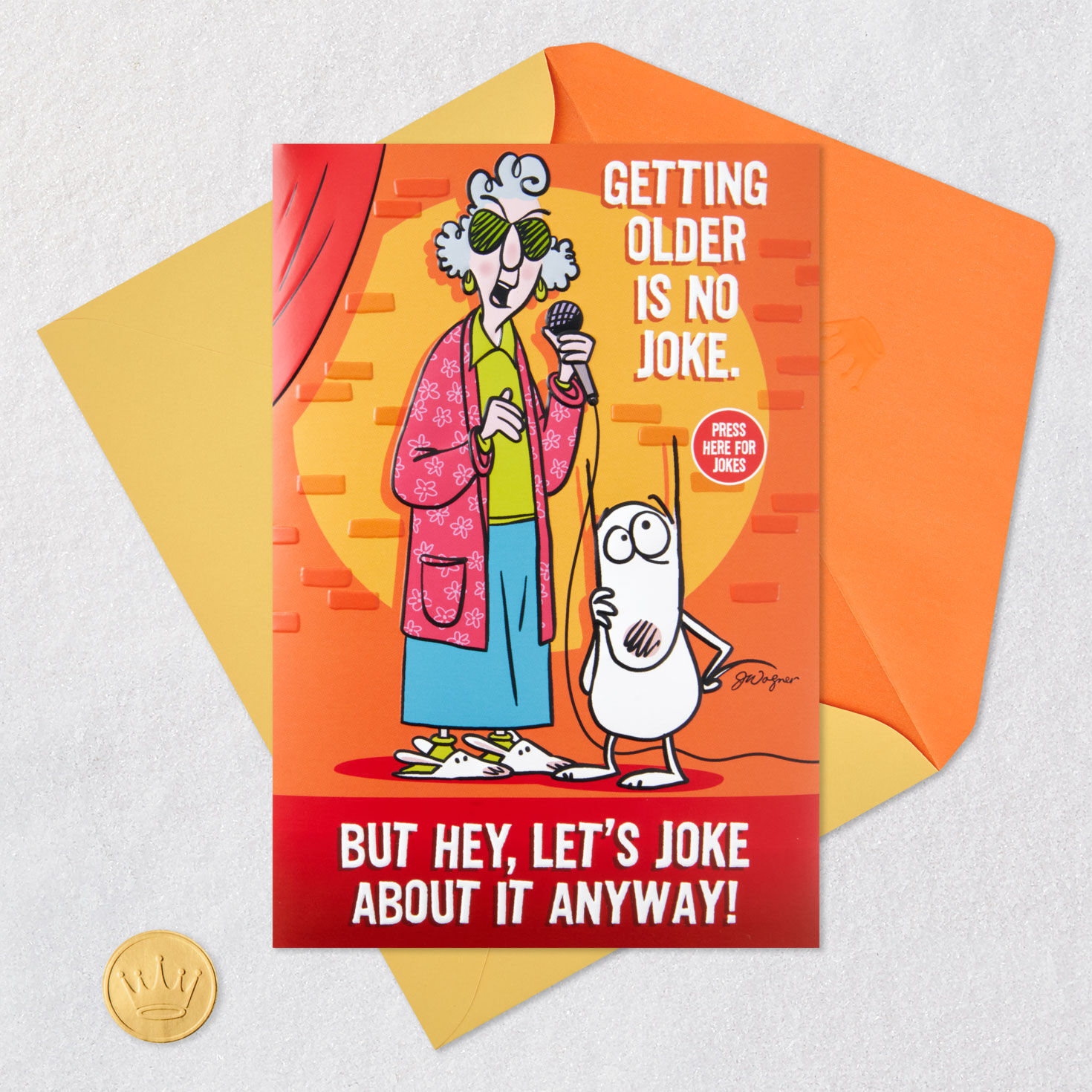 Maxine Comedian Cartoon Funny Birthday Card Card Front with Envelope and Gold Seal image number 6