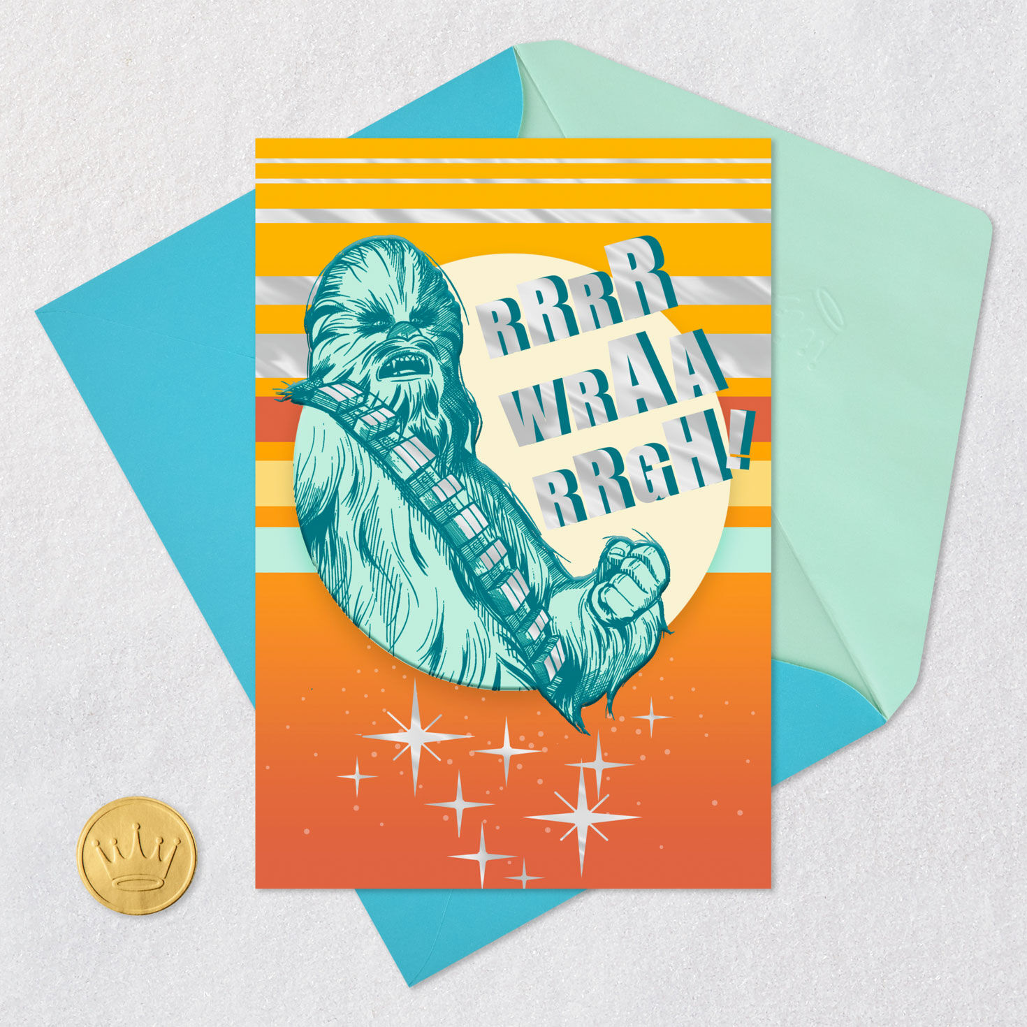 Star Wars Chewbacca Wookiee Friendship Card Card Front with Envelope and Gold Seal image number 5
