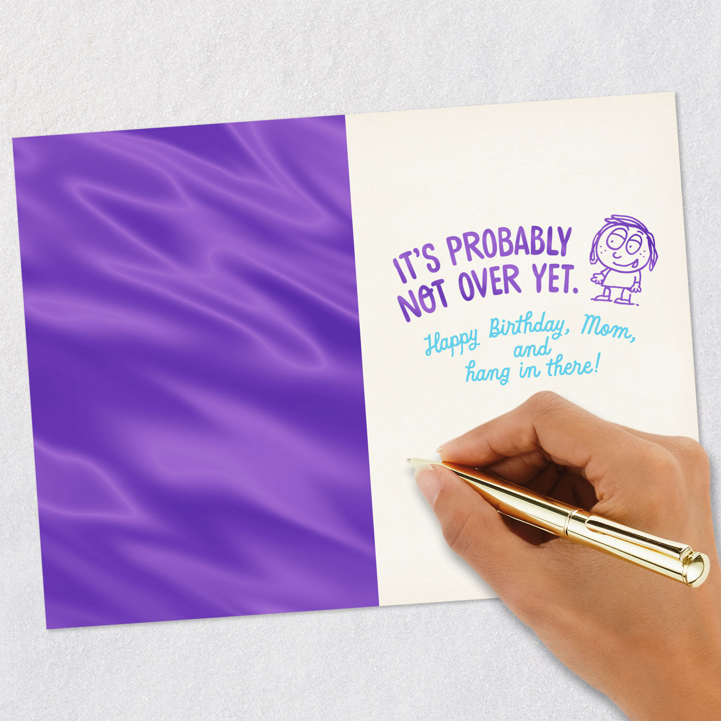Kid Cartoon Drawing Funny Birthday Card for Mom Signing card image number 6