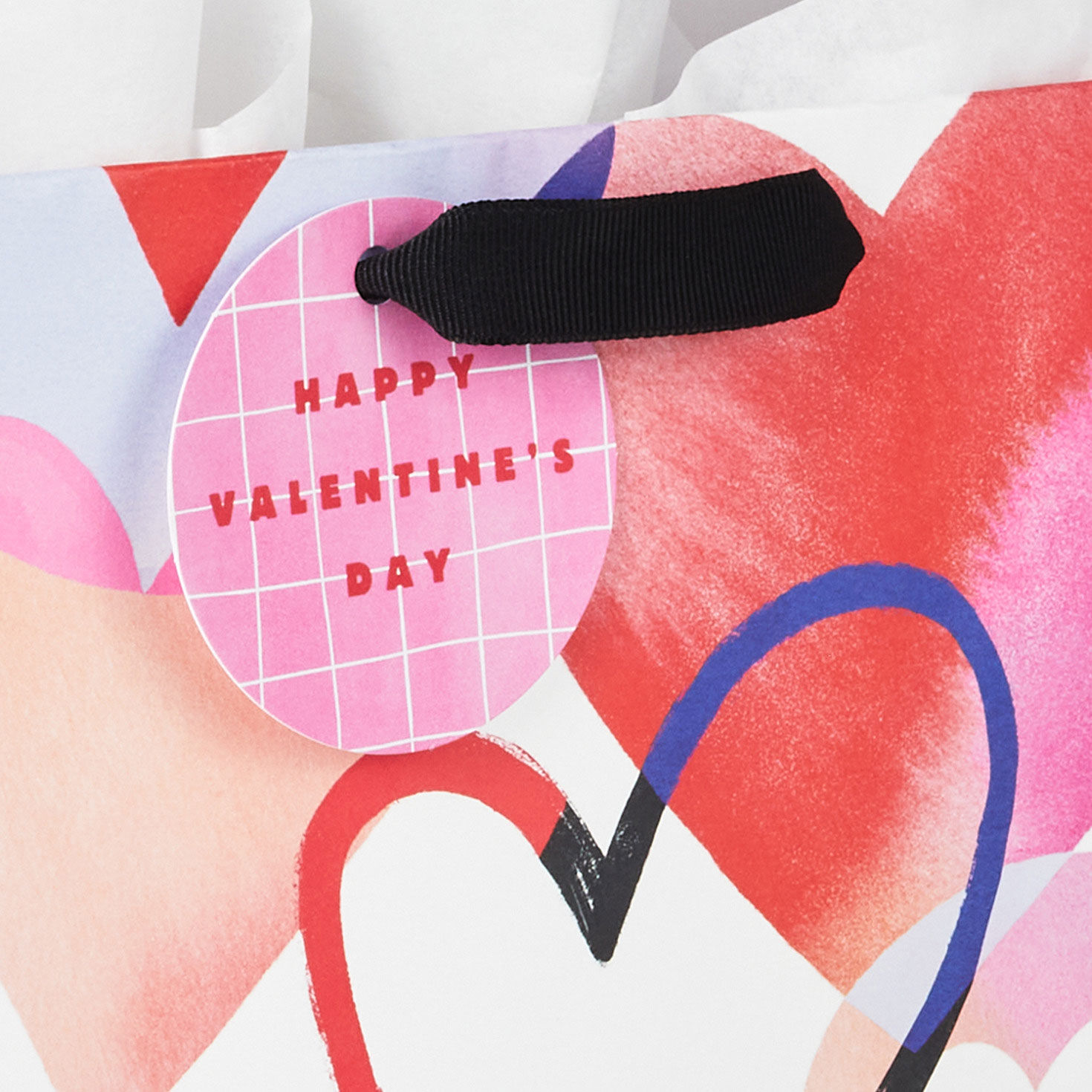 9.6" Watercolor Hearts Medium Valentine's Day Gift Bag With Tissue Paper, , large image number 4