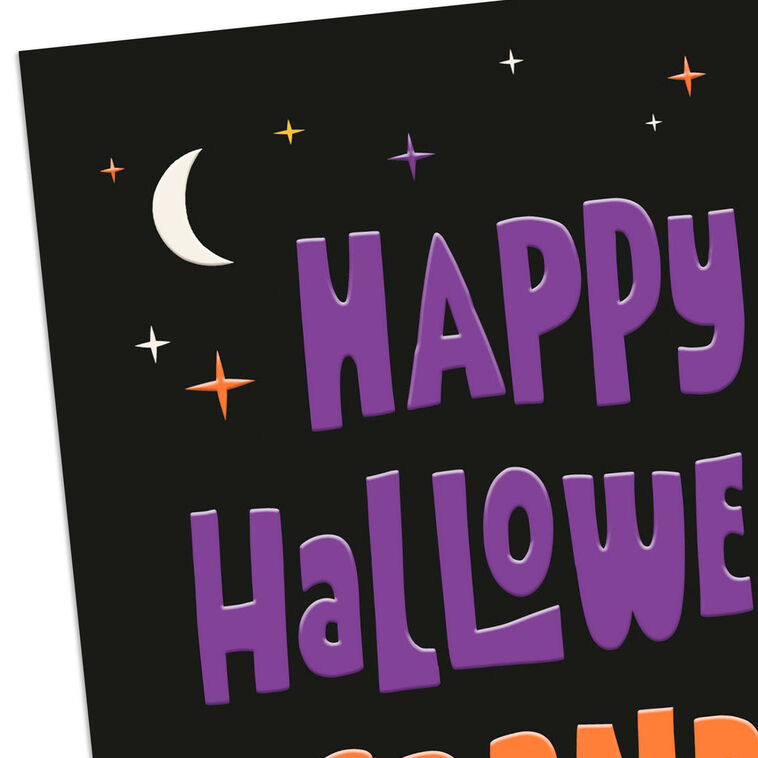 Purple and Orange Stars Halloween Card for Granddaughter Card Front Detail image number 4
