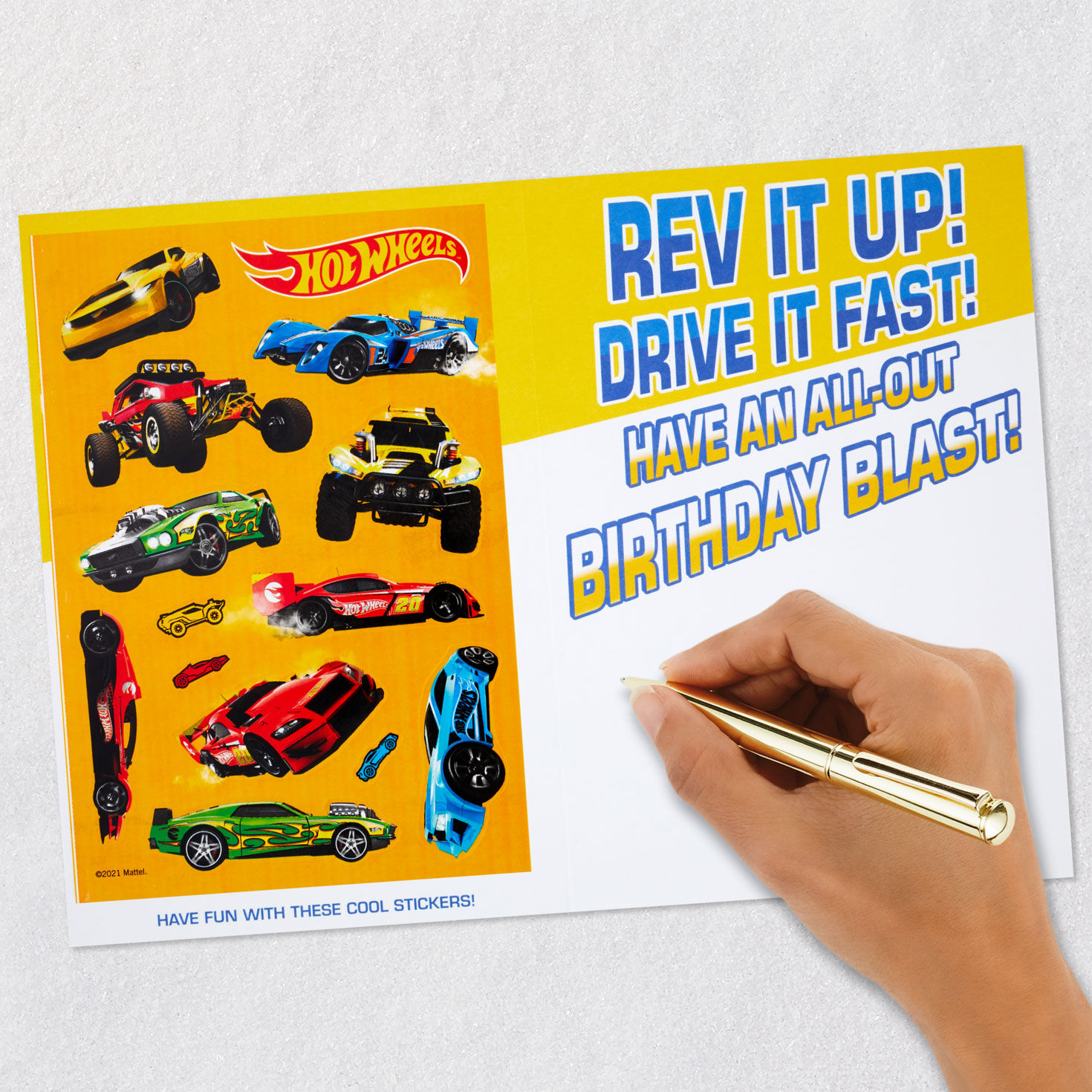 Mattel Hot Wheels Rev It Up Birthday Card With Stickers Greeting Cards Hallmark