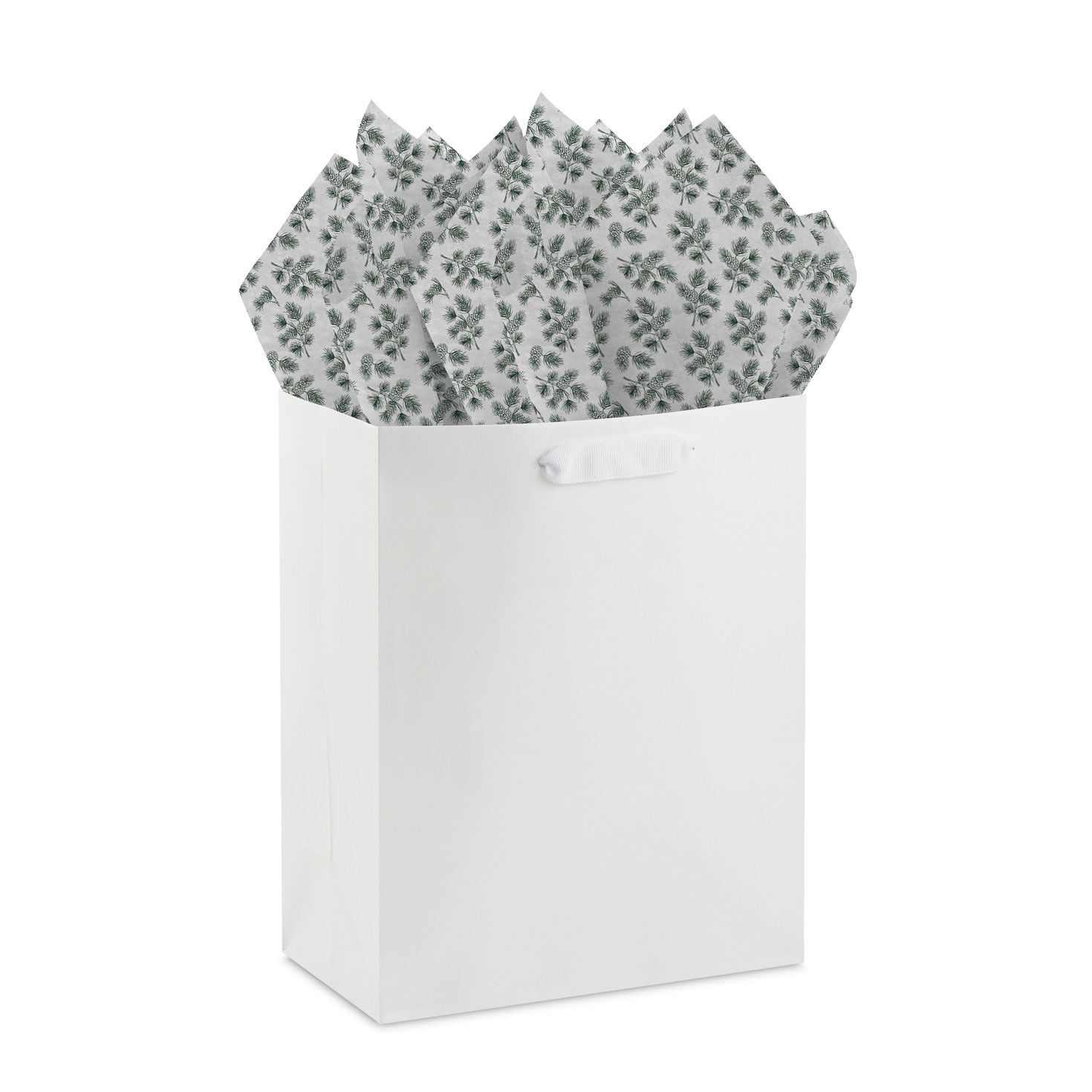 Pine-Scented Branches on White Holiday Tissue Paper in use image number 5