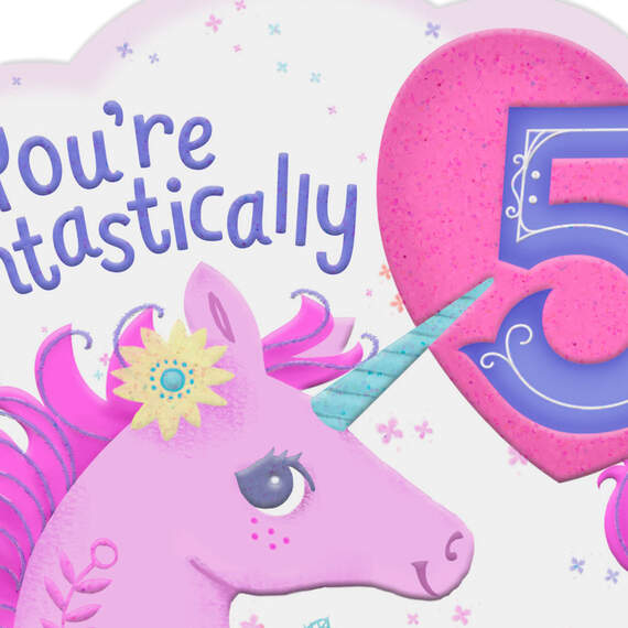 Fantastically 5 Unicorn 5th Birthday Card, , large image number 4
