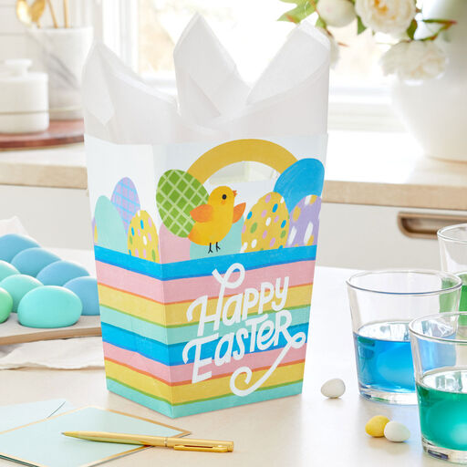 9.6" Happy Easter Basket Medium Trapezoid Gift Bag, 