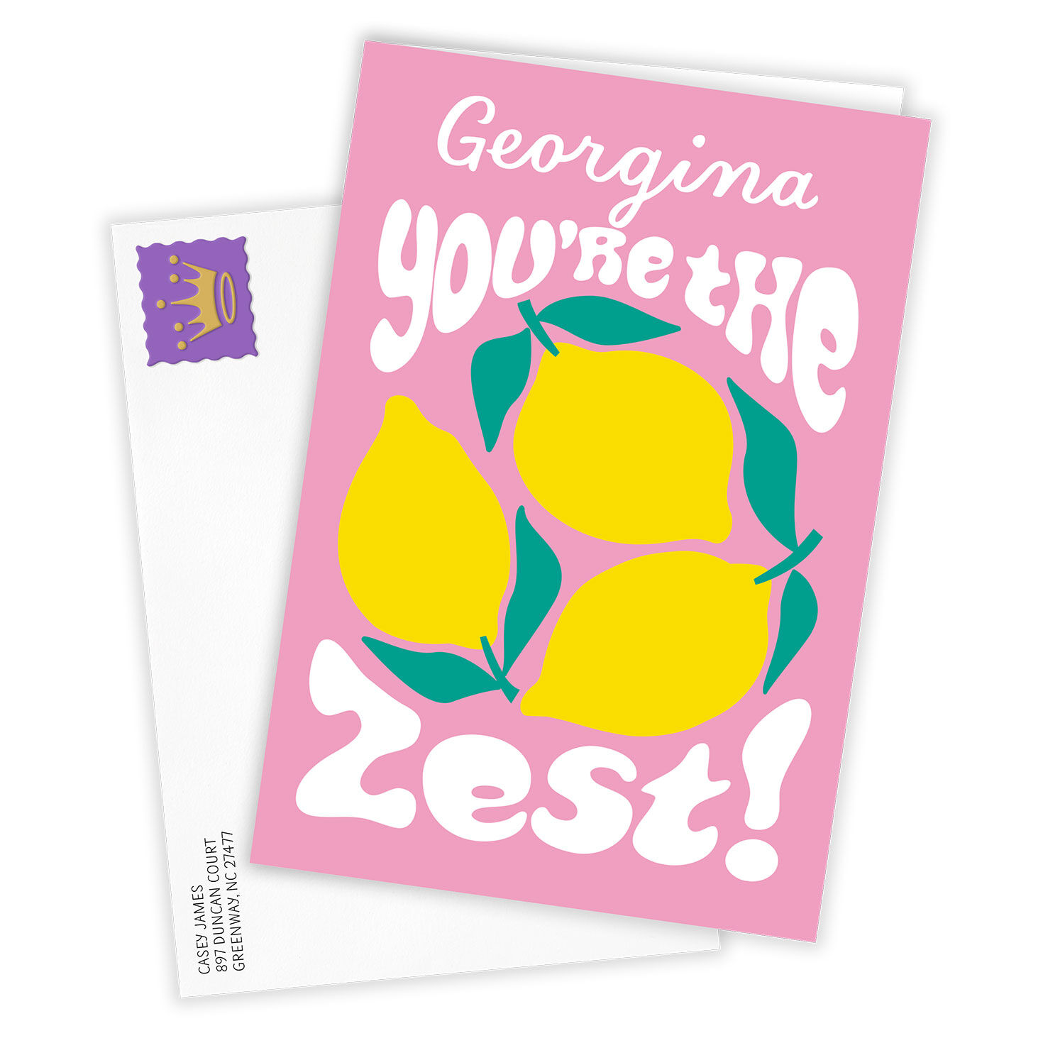 Lemons Illustration Personalized Friendship Card Card Front with Envelope image number 2
