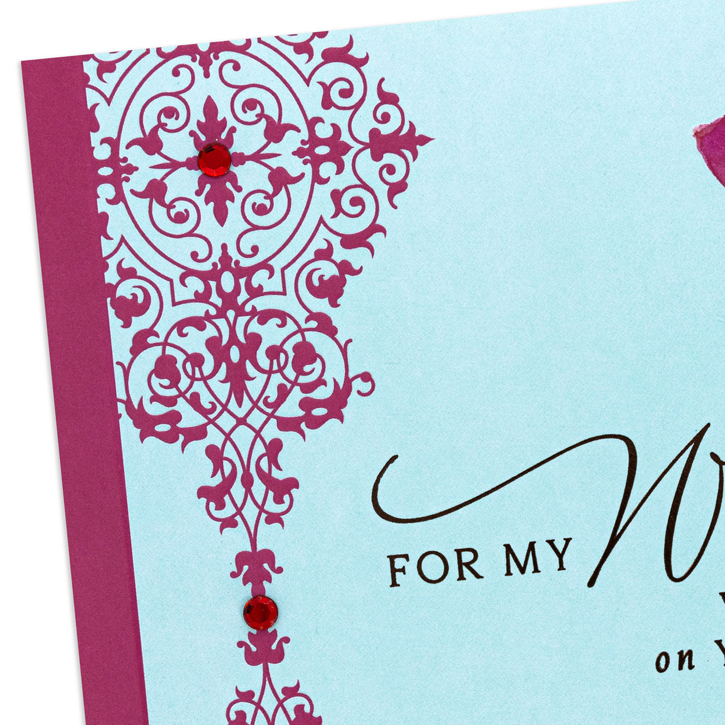 Pink and Blue Floral Birthday Card for Wife Card Front Detail image number 5