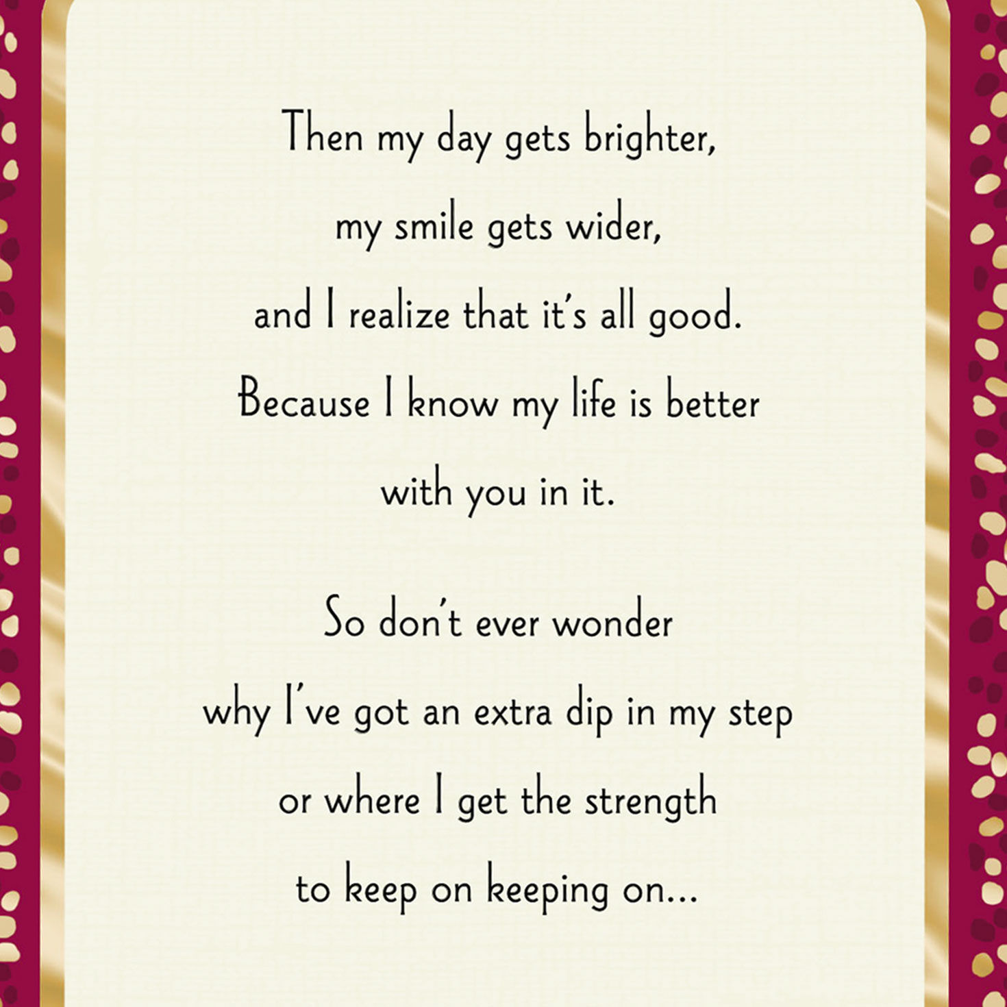 Burgundy Sparkles Birthday Card for Wife From Husband Sentiment image number 2