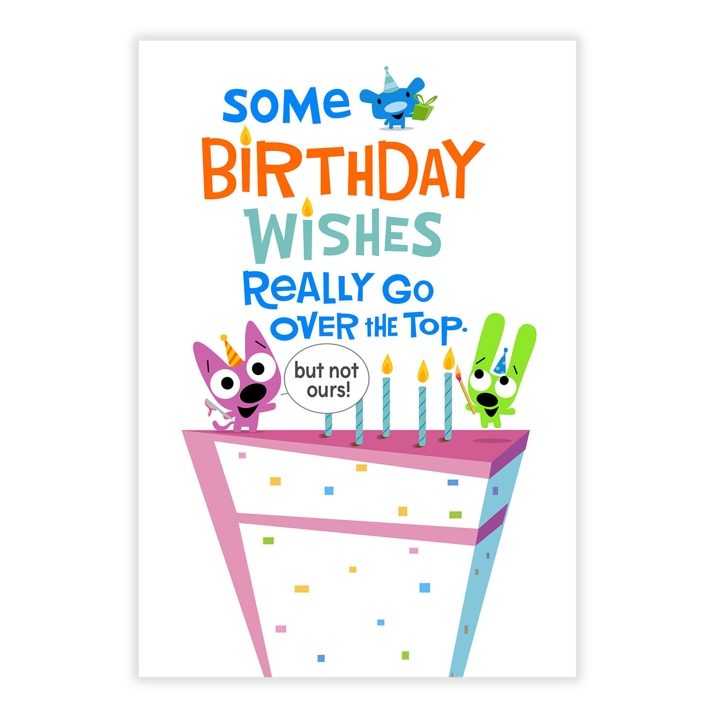 Hoops & Yoyo on Cake Personalized Birthday Card front image number 2