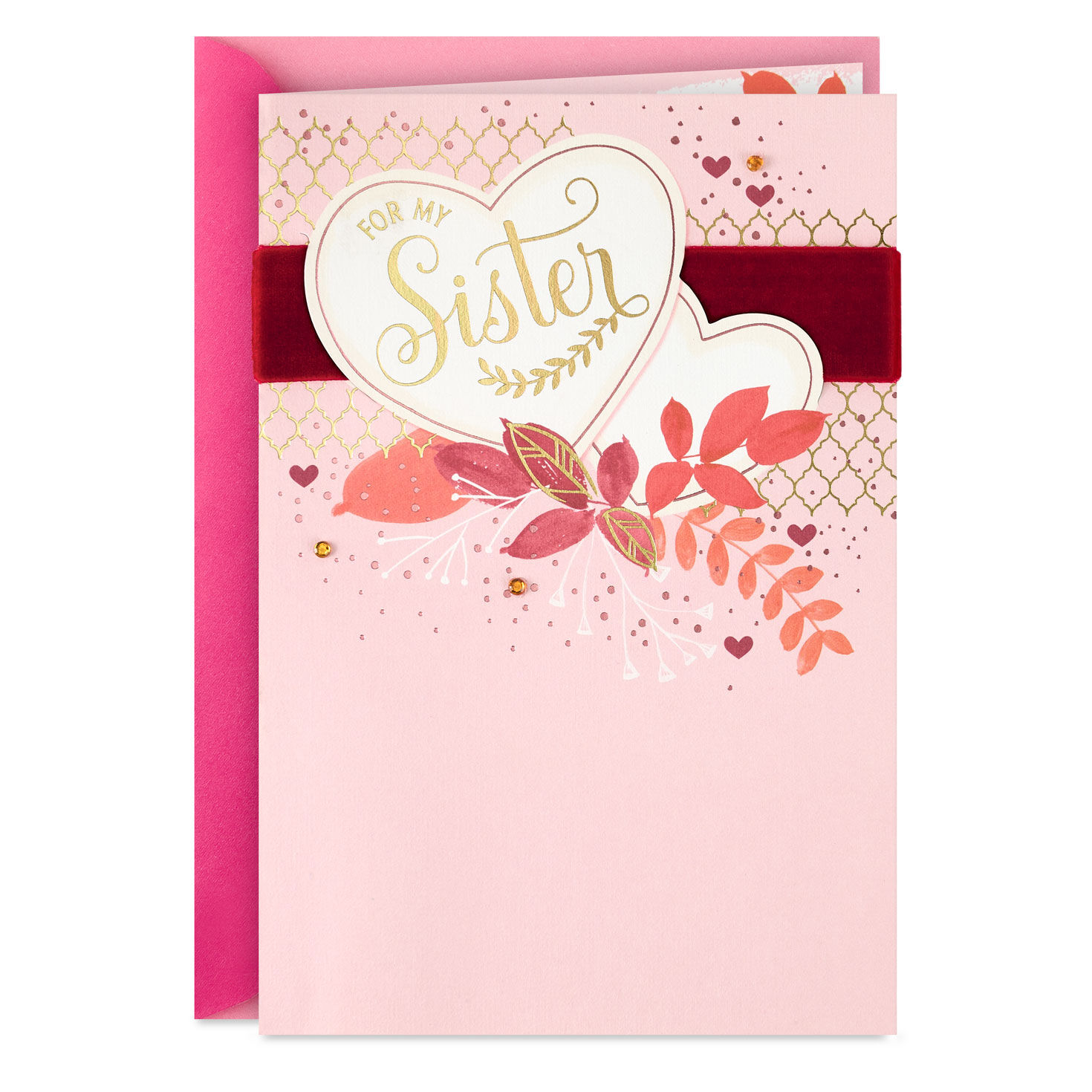 Hearts and Leaves Sister Valentine's Day Card Card Front image number 1