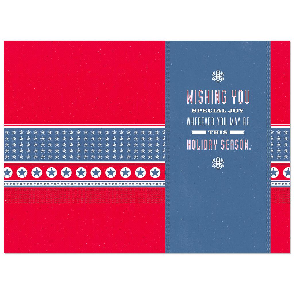 Red White And Blue Ornament Military Appreciation Christmas Card