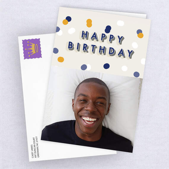 Personalized Happy Birthday Confetti Photo Card, , large image number 4