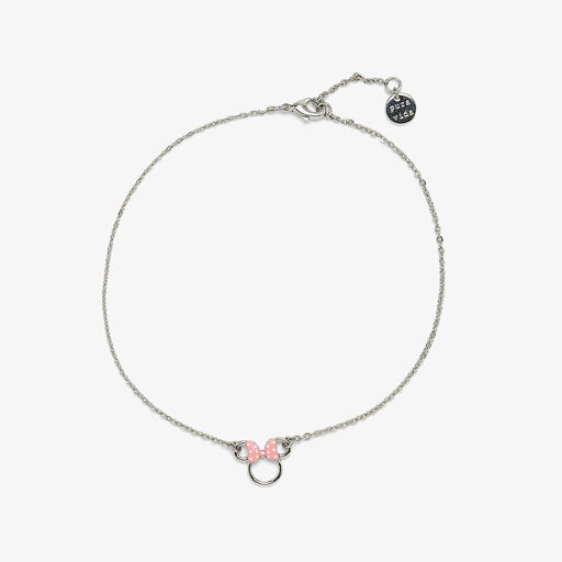 Pura Vida Minnie Mouse Charm Silver Anklet, 