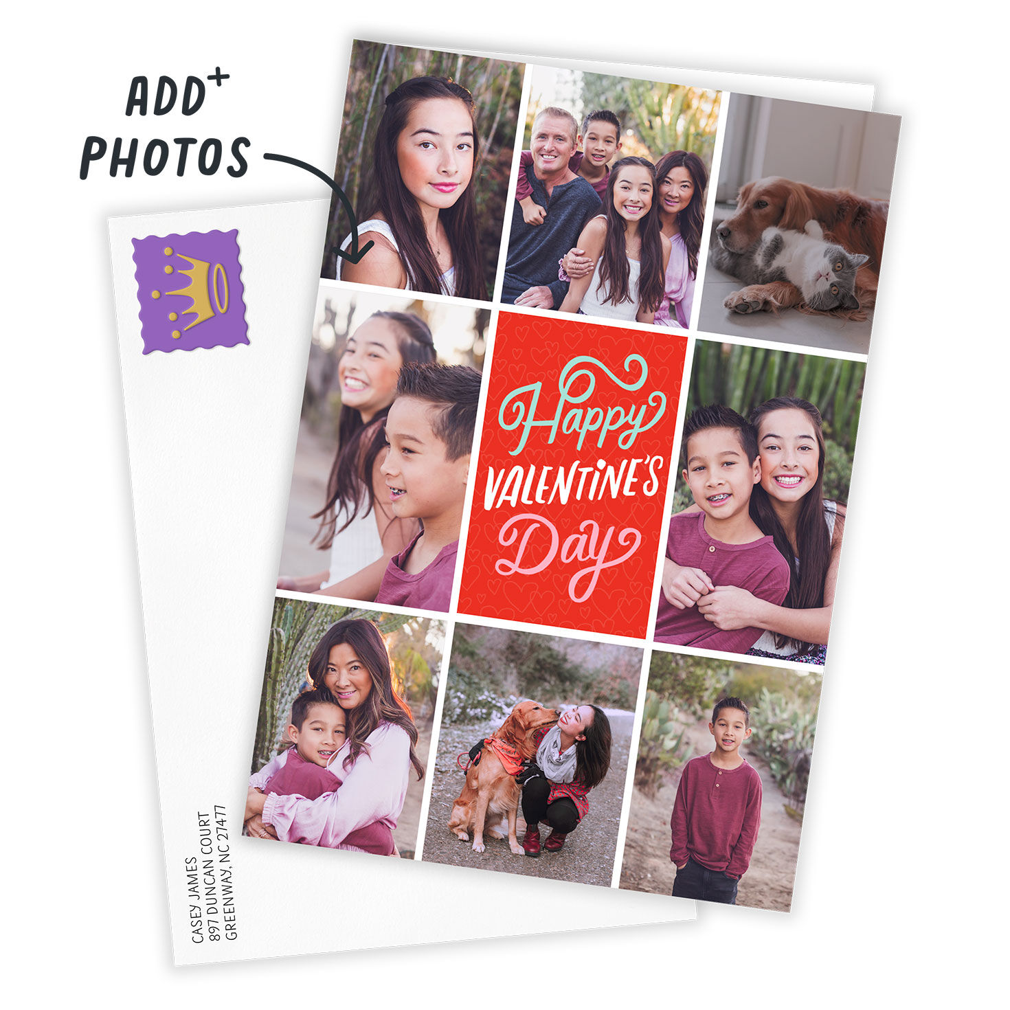 Happy Valentine's Day Photo Collage Custom Card, , large image number 2