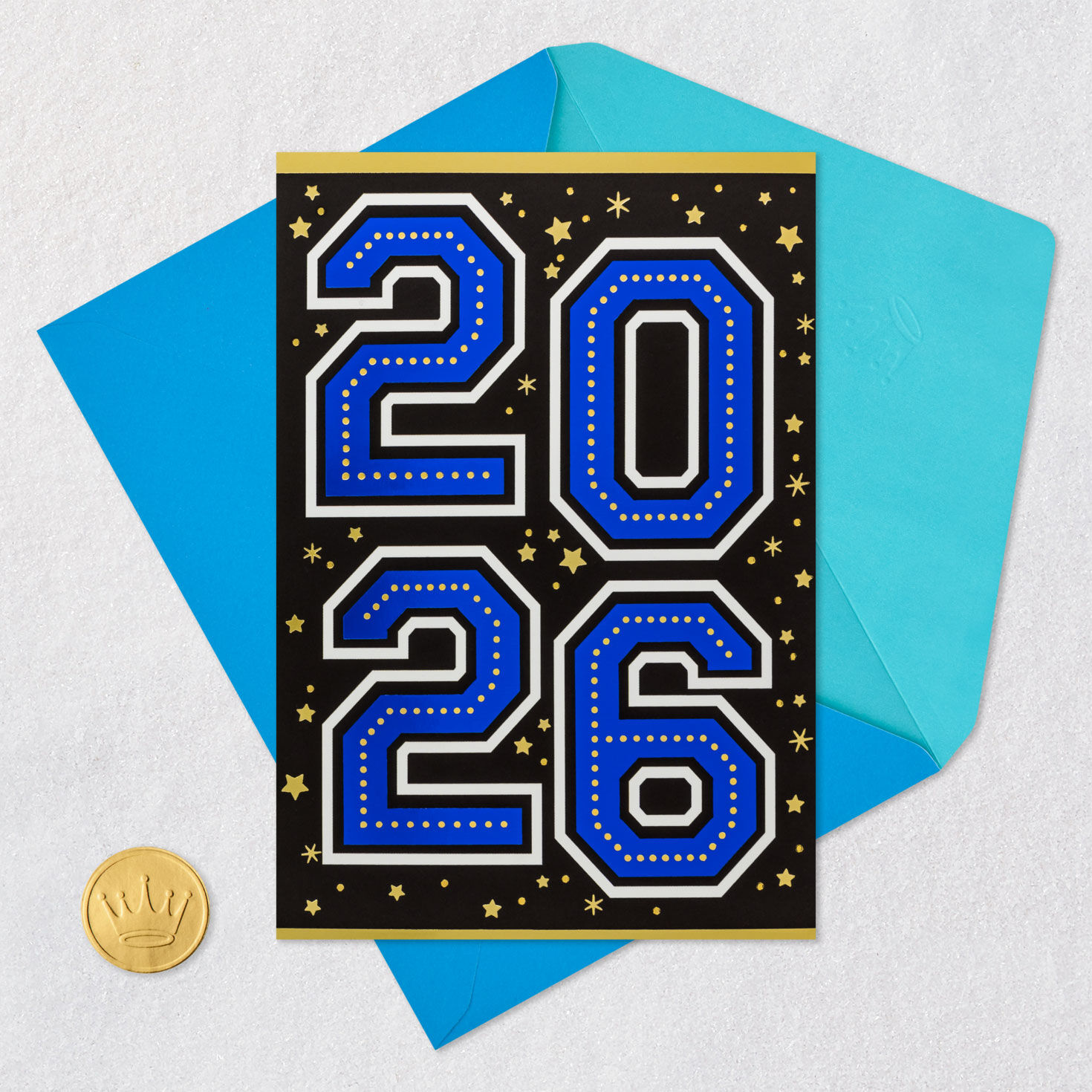 Varsity Lettering 2026 High School Graduation Card Card Front with Envelope and Gold Seal image number 5