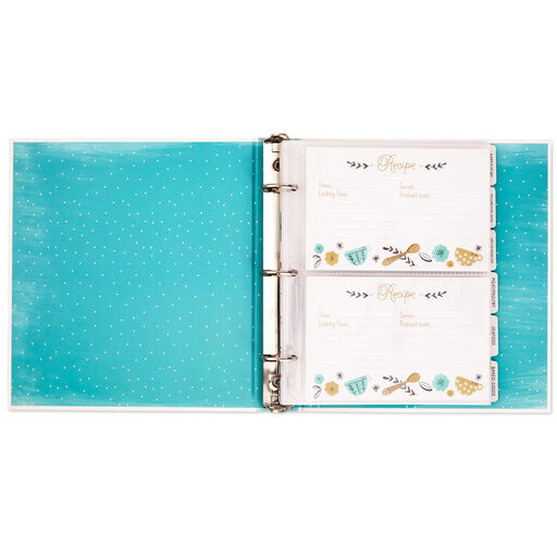 Baking Icons Recipe Organizer Book With Wooden Spoon, 