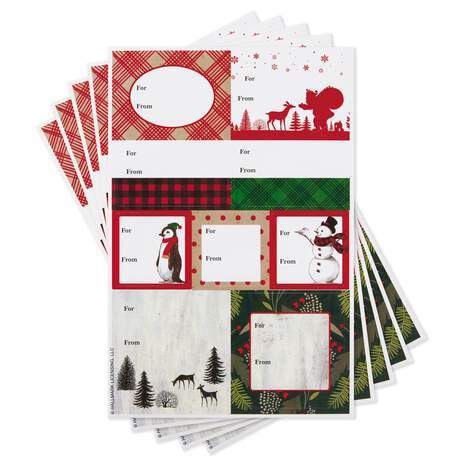 Red and Gold Christmas Gift Labels, 5 Sheets, , large