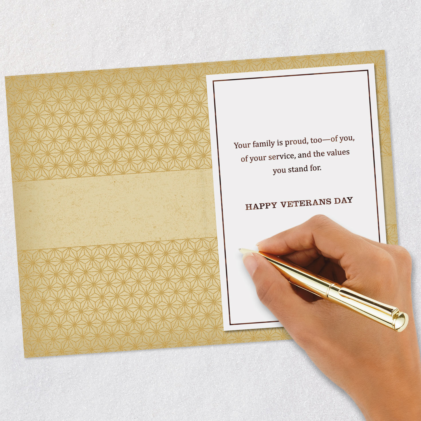 Metallic Stars and Stripes Veterans Day Card Signing card image number 6
