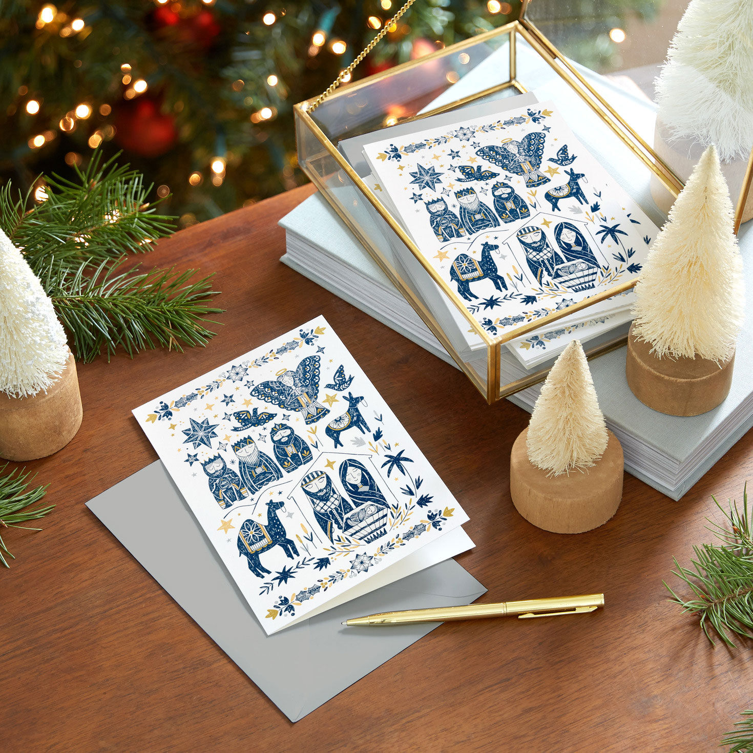 Folk Art Manger Scene Boxed Christmas Cards, Pack of 16, , large image number 8