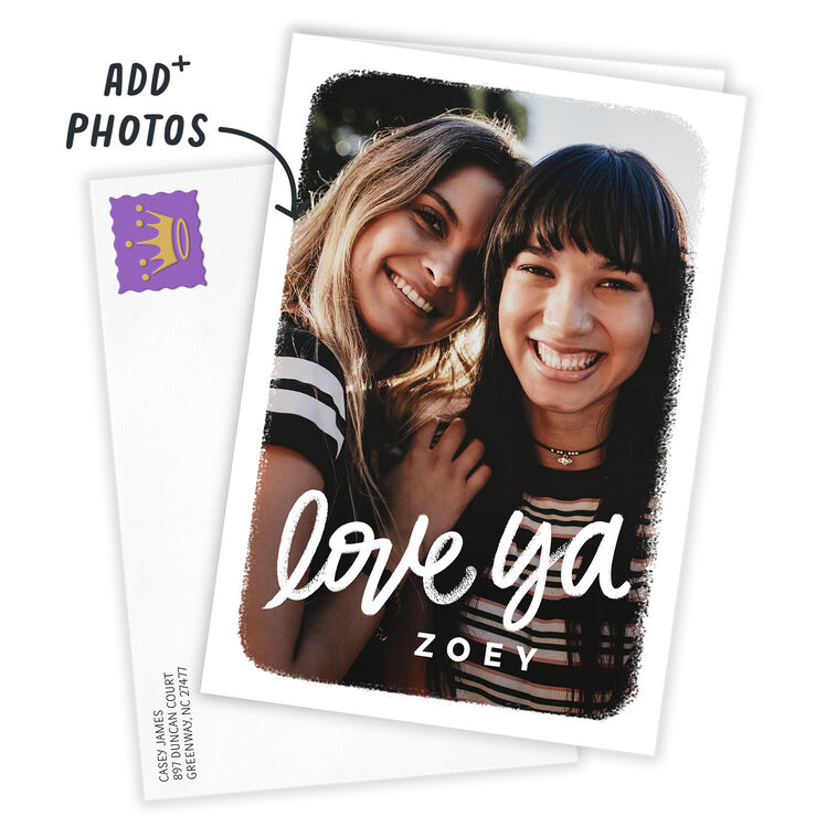 Personalized White Outline Love Photo Card  image number 2