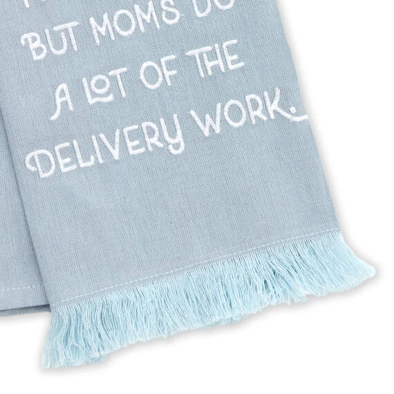 Mom Delivers Blue Fringed Tea Towel, 18x26, , large image number 3