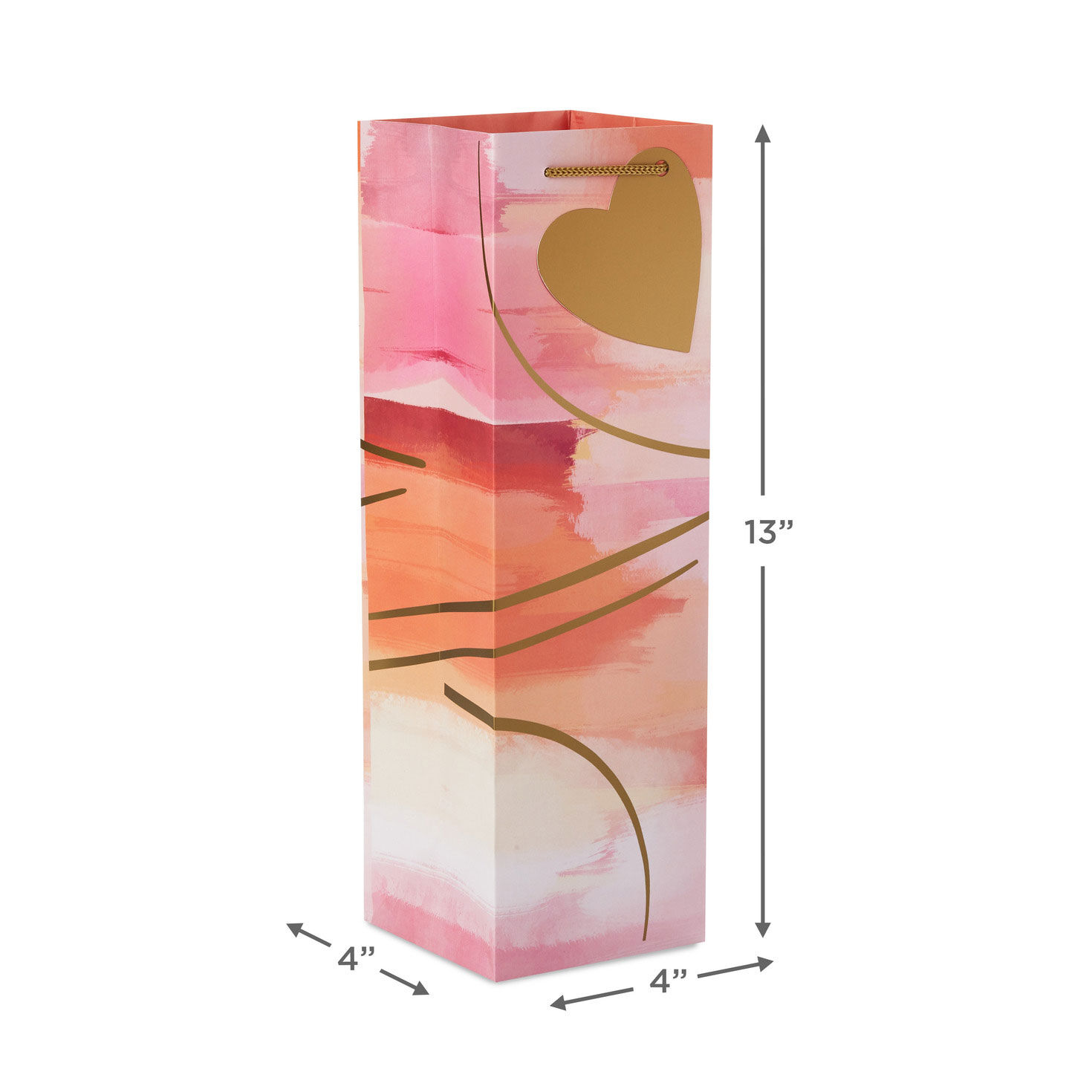 Abstract Pink and Gold 4-Pack Wine Bottle Gift Bags measurement image number 3