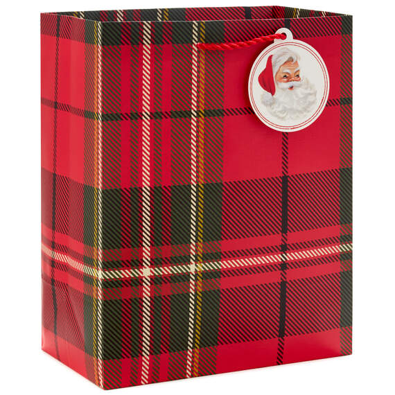 9.6" Santa With Wreath Medium Christmas Gift Bag, , large image number 1