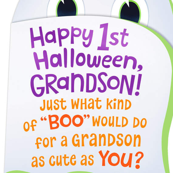 Ghost Peek-a-Boo First Halloween Card for Grandson, , large image number 4