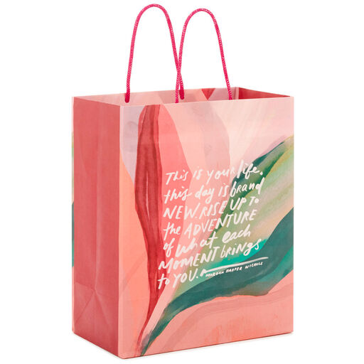 9.6" Morgan Harper Nichols Pink Watercolor Medium Gift Bag, 