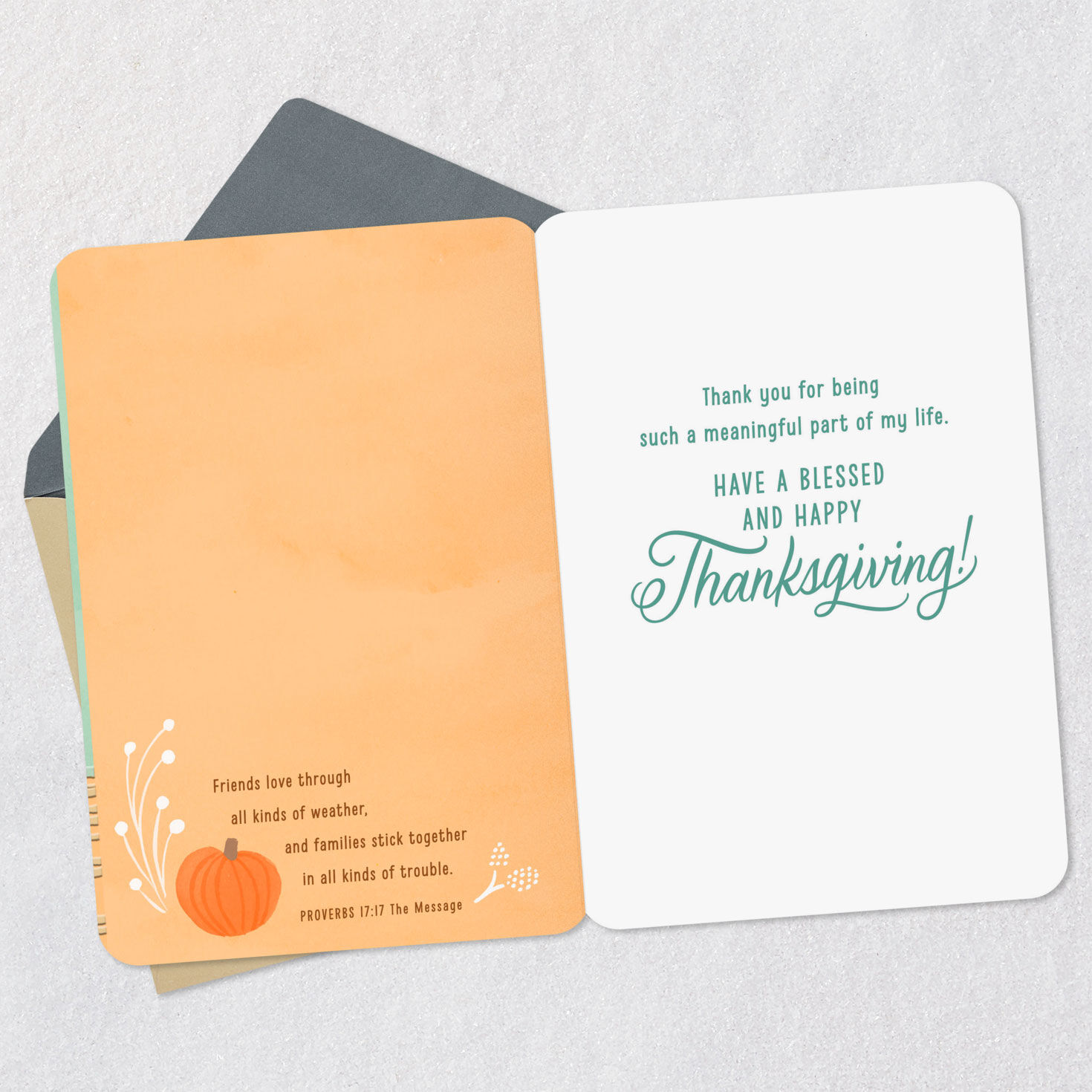 Fall Lattes and Donut Thanksgiving Card for Friend Open card with envelope image number 4