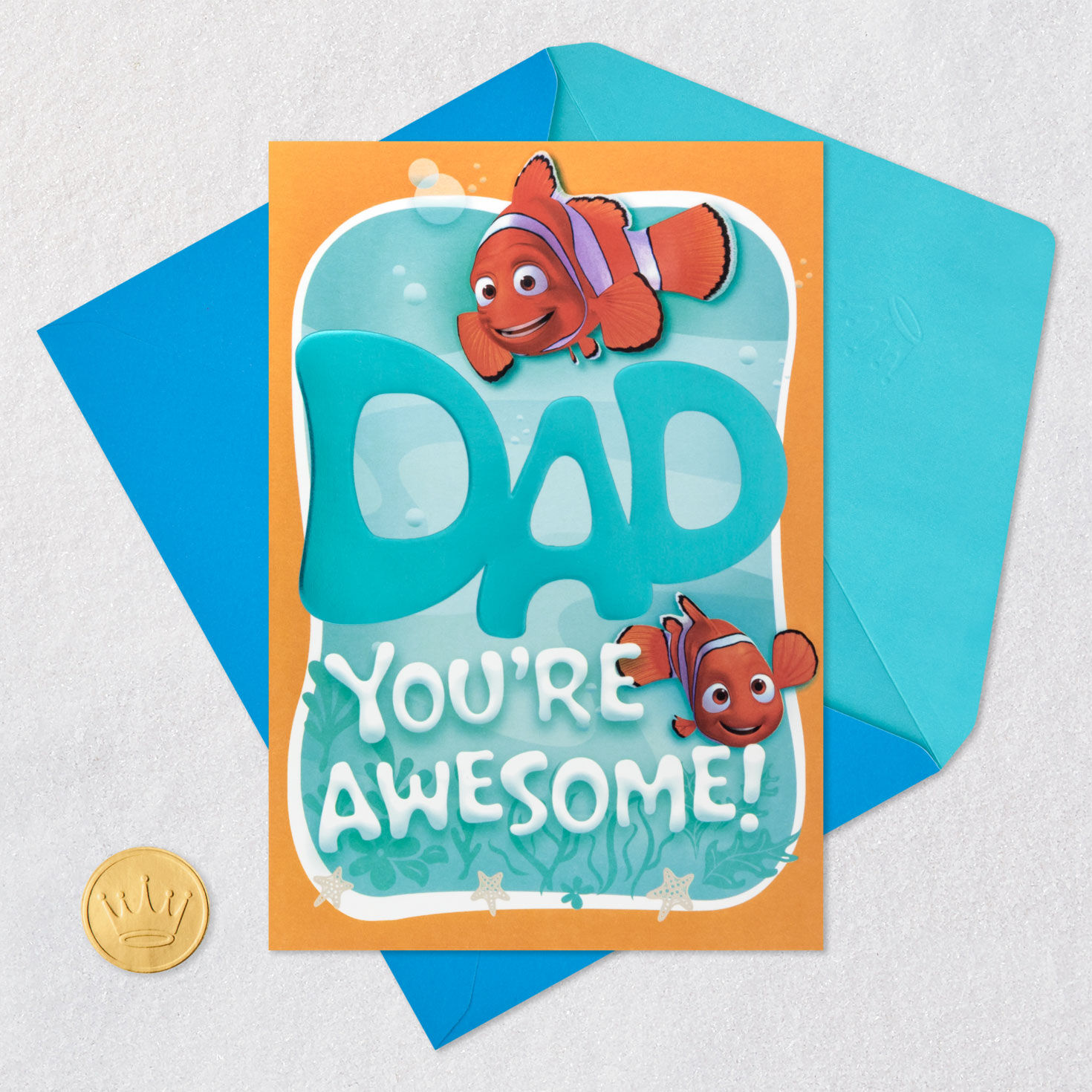 Disney/Pixar Finding Nemo Father's Day Card for Dad Card Front with Envelope and Gold Seal image number 6