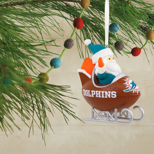 NFL Miami Dolphins Santa Football Sled Hallmark Ornament, 