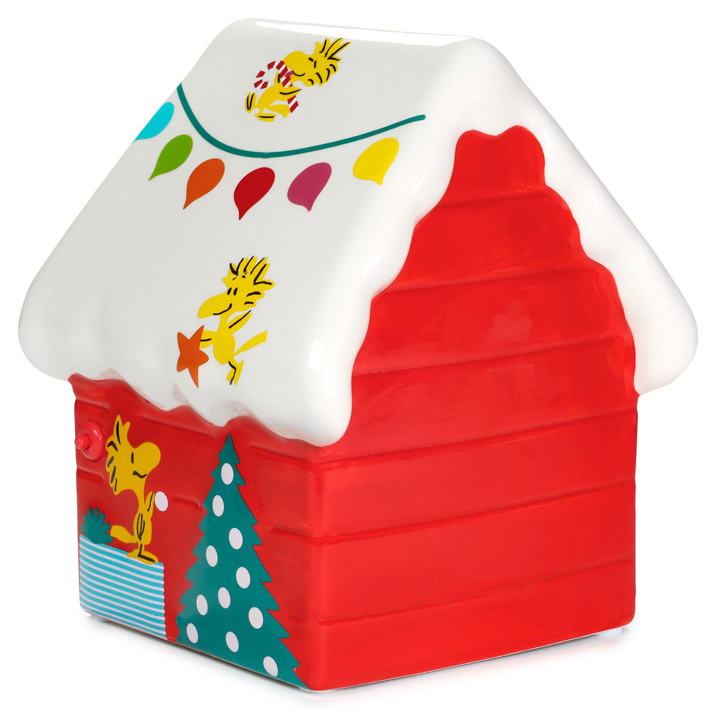 Snoopy and Woodstock With Holiday Doghouse Figurine Back image number 2