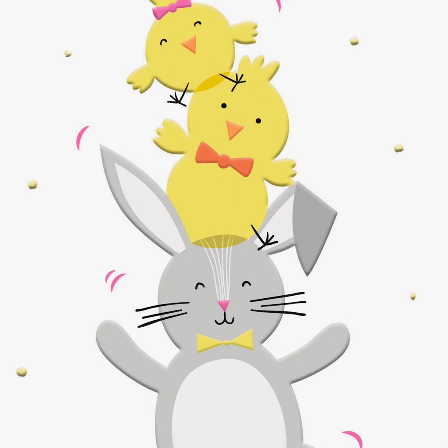 Chicks Stacked on Bunny Dancing Easter Card Card Front Detail image number 4