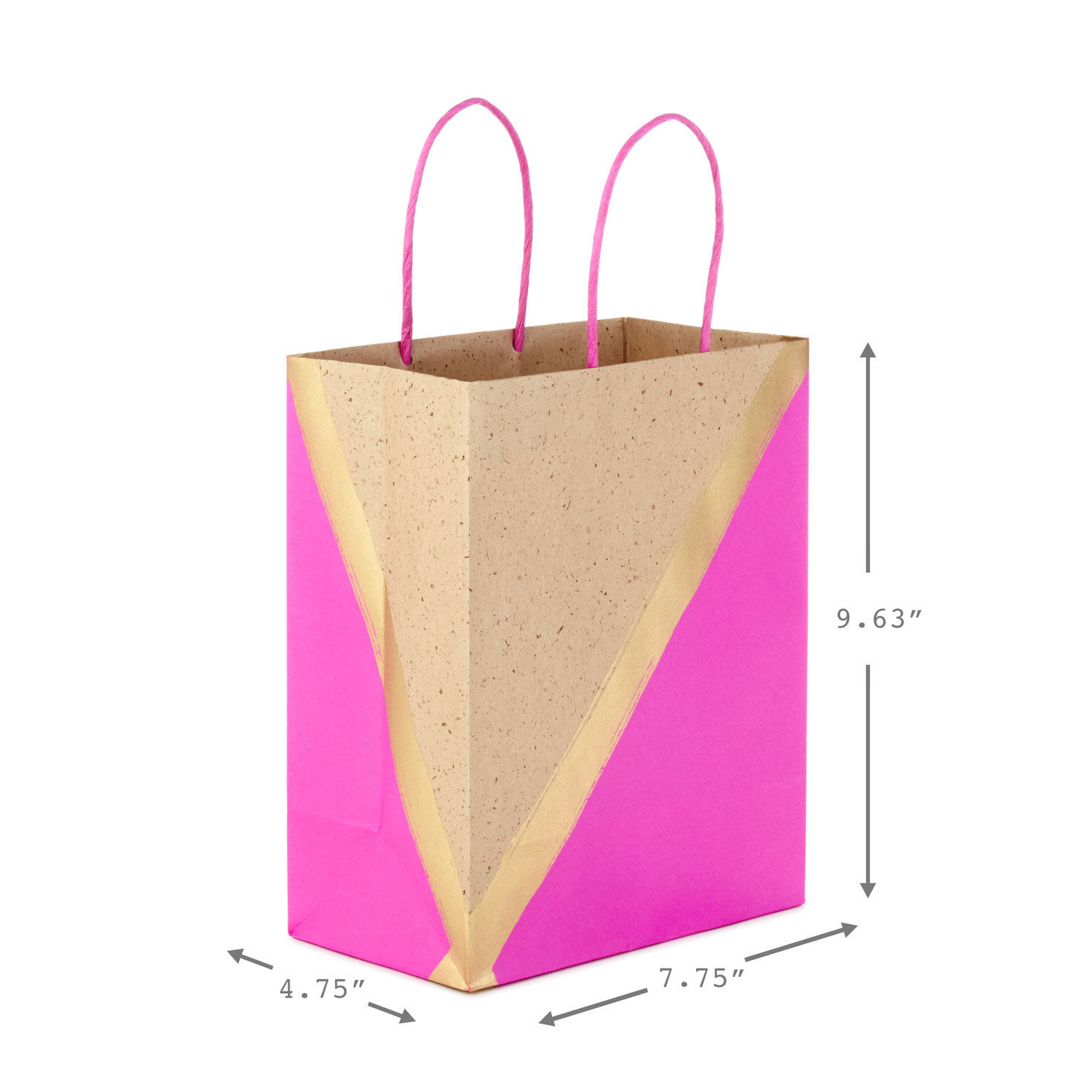 Pink, Gold and Kraft Paper Medium Gift Bag Bundle measurement image number 3