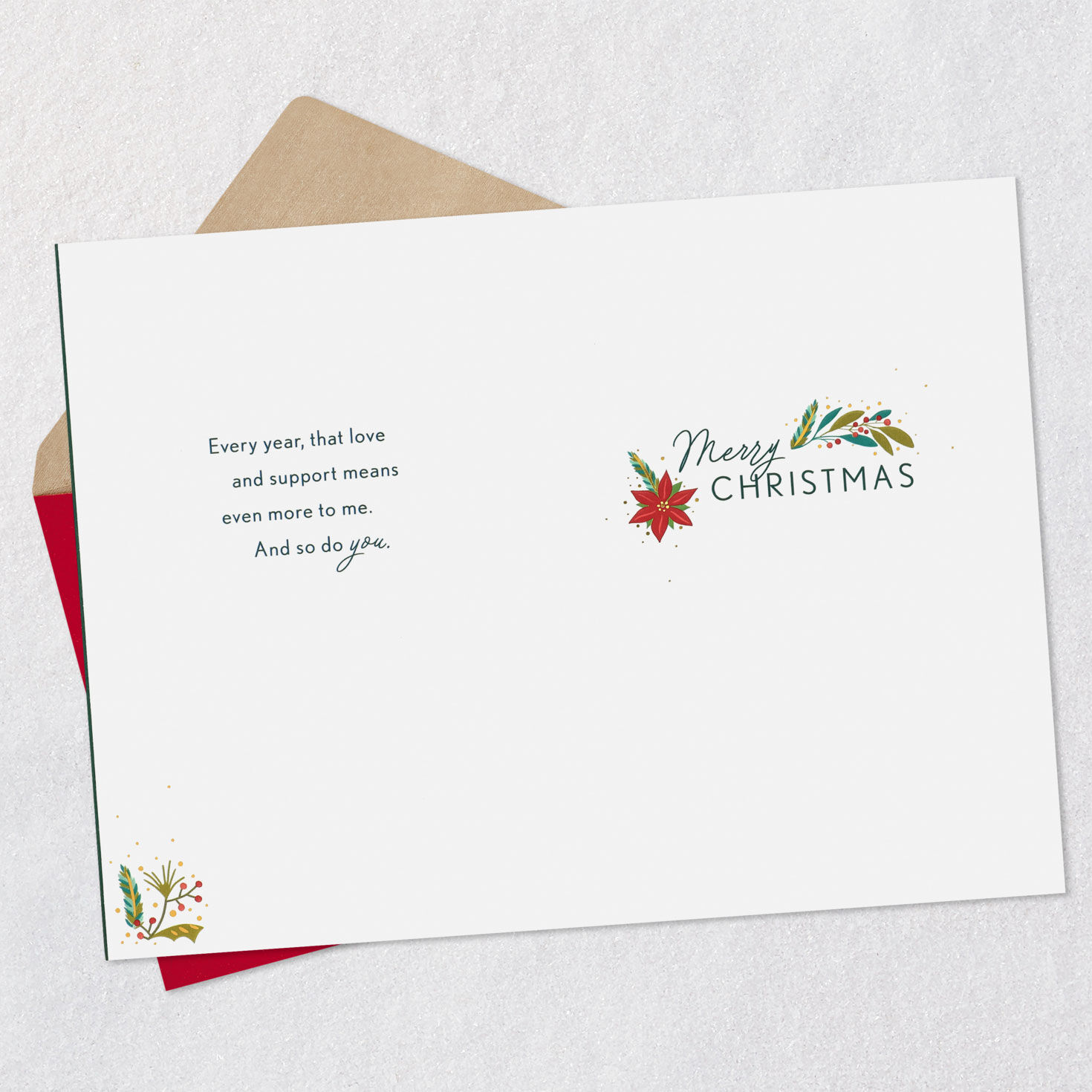 Botanical Floral Green Mom Christmas Card Open card with envelope image number 5