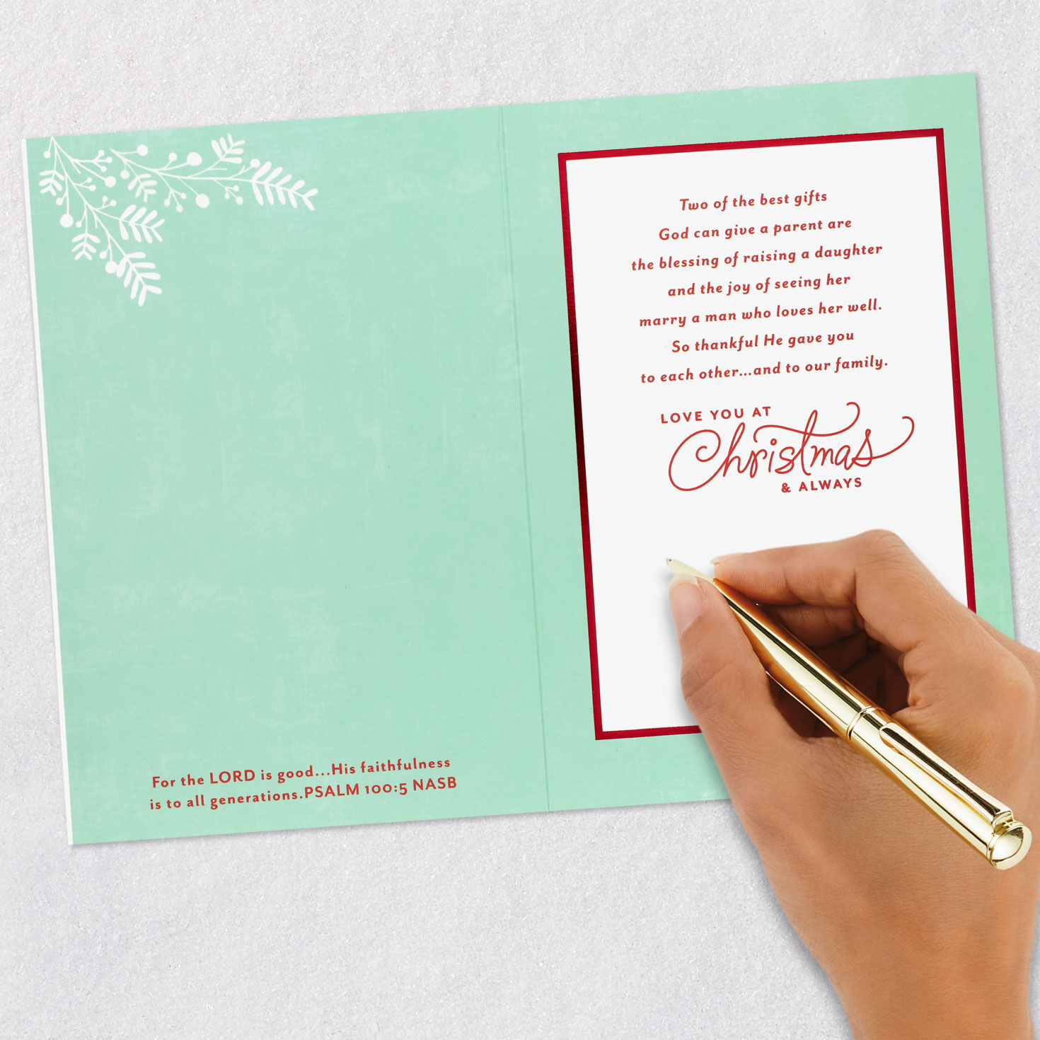 Wreath Daughter and Spouse Religious Christmas Card signing card image number 7