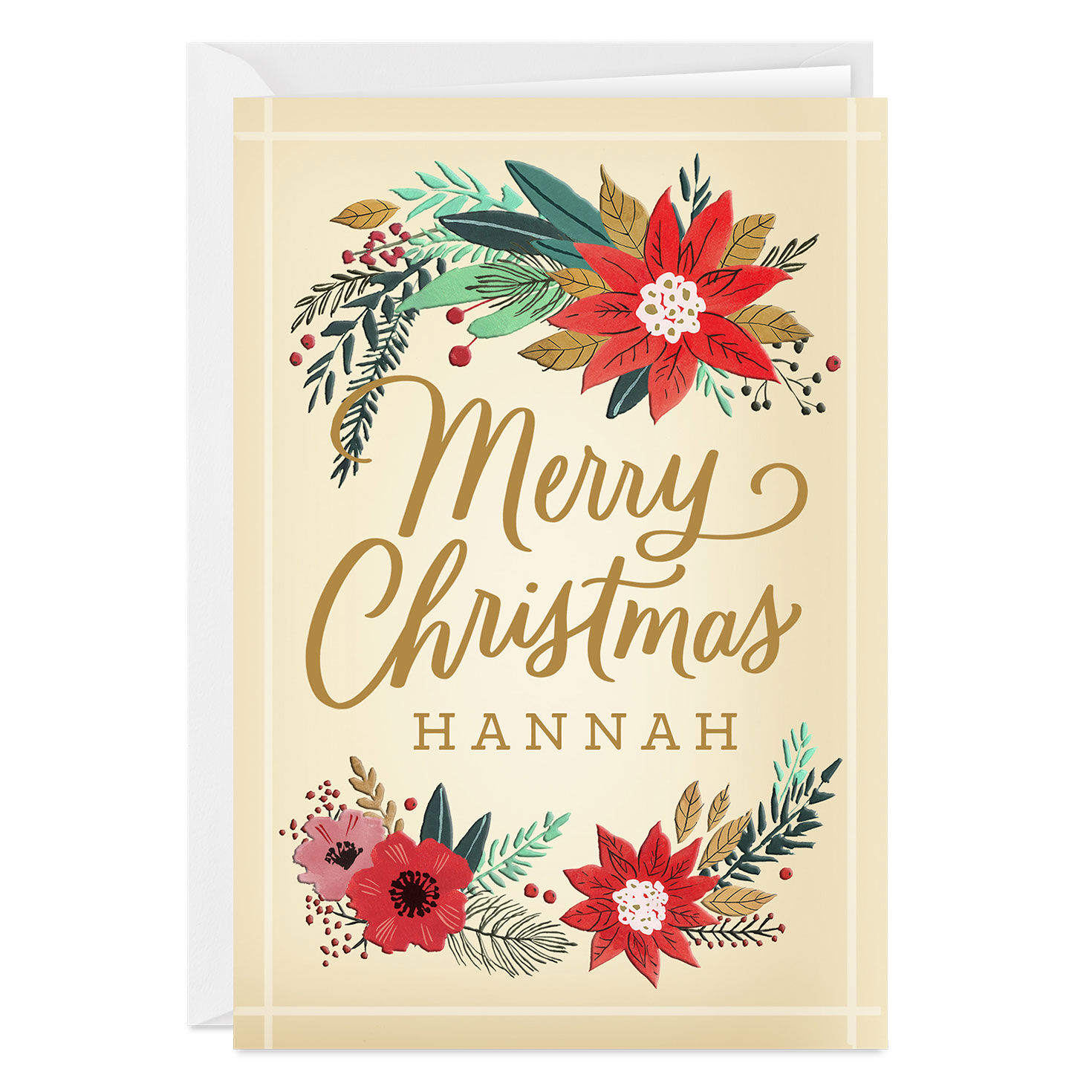 Merry Wishes Poinsettia Custom Christmas Card for only USD 4.99 | Hallmark