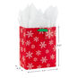9.6" White Snowflakes on Red Medium Holiday Gift Bag With Tissue Paper, , large image number 3