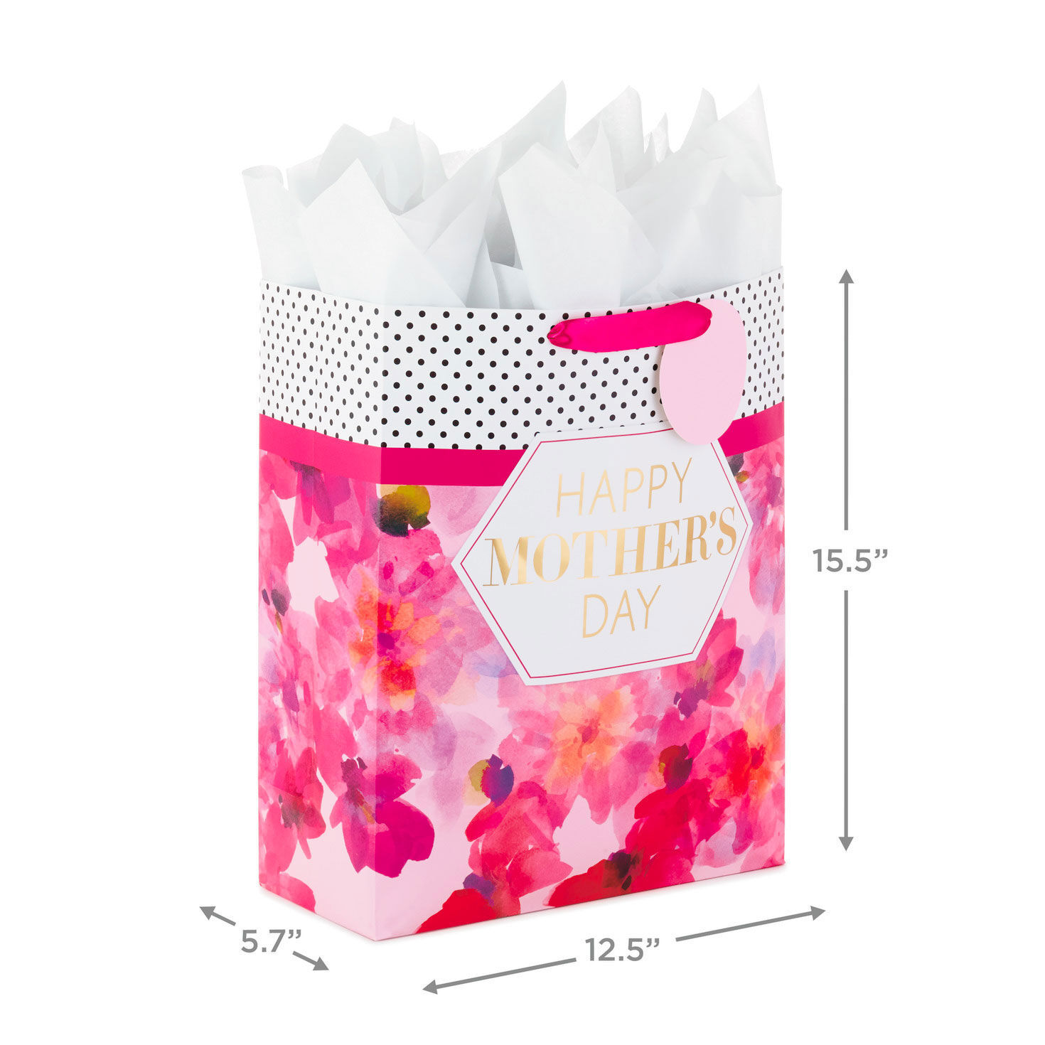 15.5" Fuchsia Floral XL Mother's Day Gift Bag With Tissue for only USD 6.99 | Hallmark