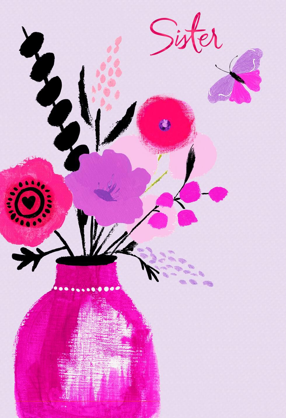 UNICEF Floral Vase Valentine's Day Card for Sister
