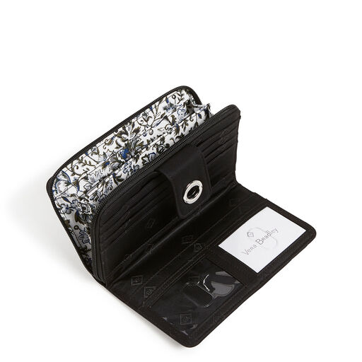 Vera Bradley RFID Turnlock Wallet in Solid Black, 
