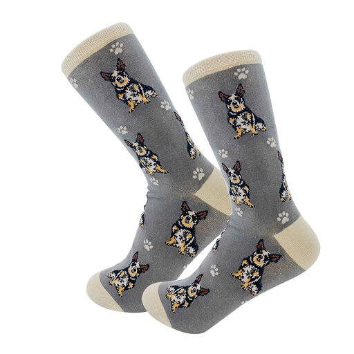 E&S Pets Australian Cattle Dog Novelty Crew Socks, 